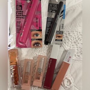 Maybelline makeup set Eyelashes eyebrow and Lip Essentials bundle 8 pieces set